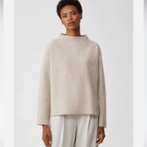 Urban Zen Donna Karan Italy Cashmere Sweater Mock Neck in Ivory Cream - Picture 1 of 10